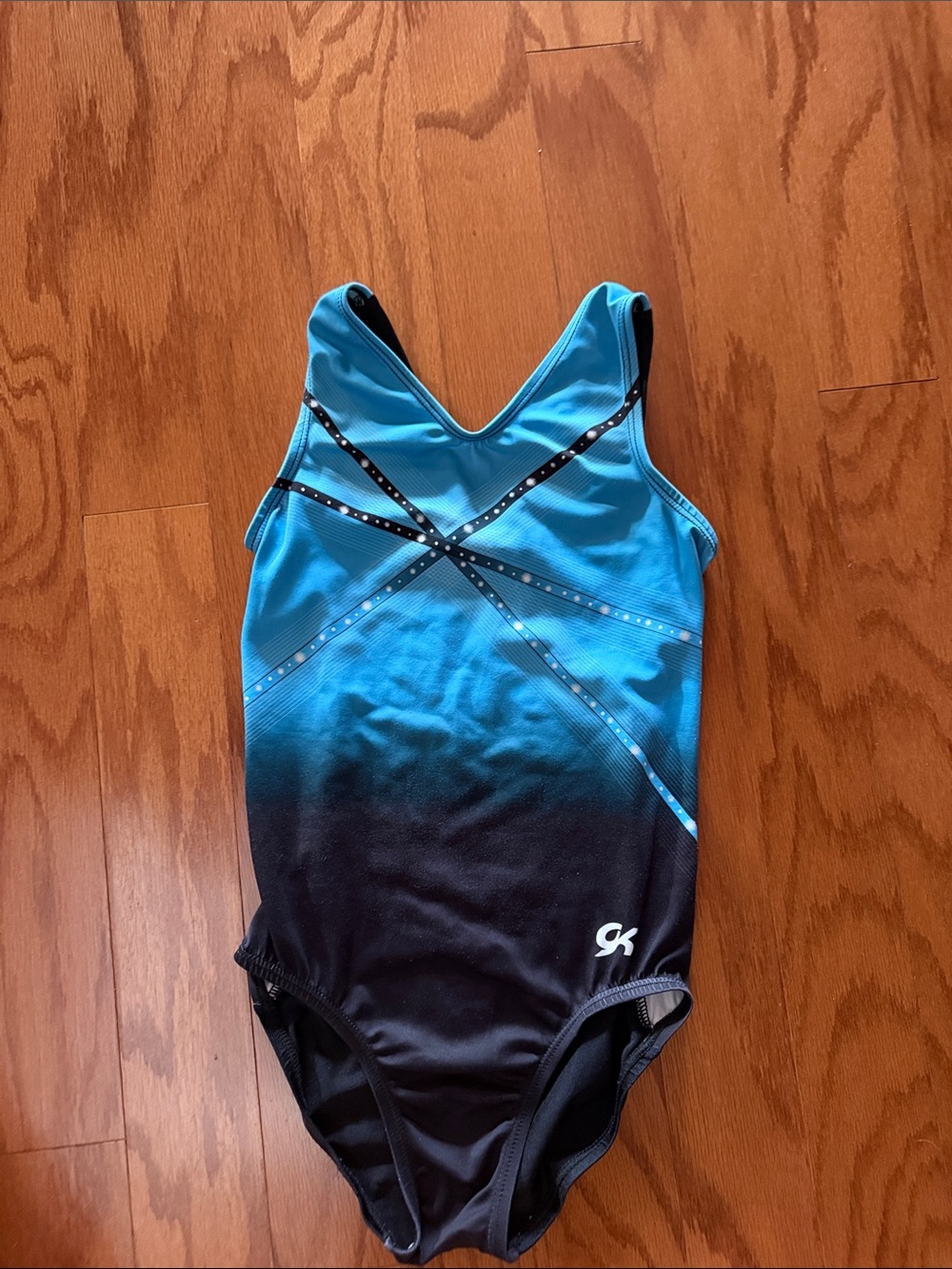 GK Turquoise to Black Ombre Kids One-Piece with Crystal-Style Straps